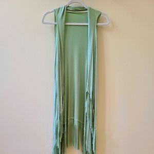 Long mint green fringed Duster